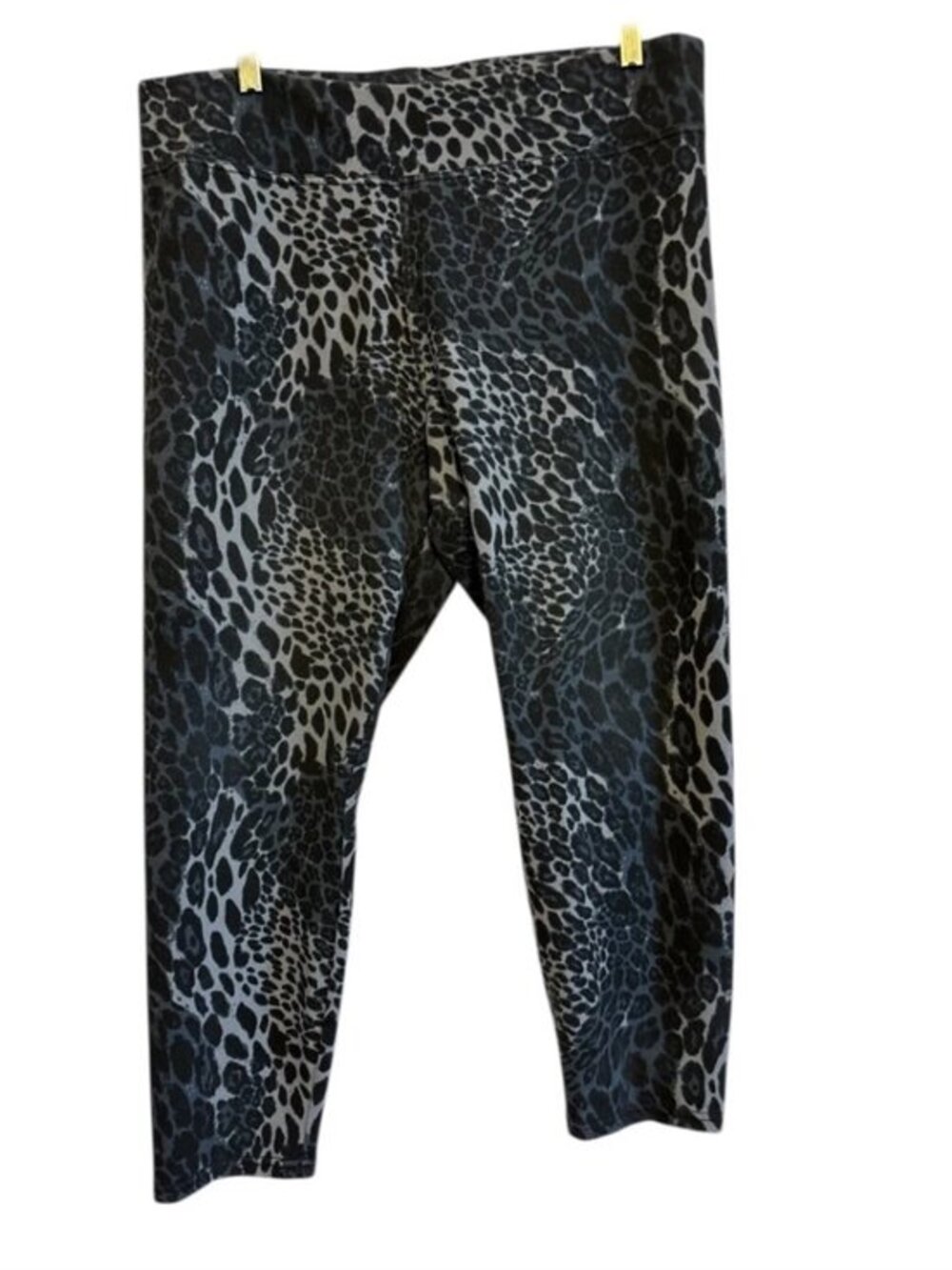 HUE Studio Black & Blue Animal Print Crop Stretch Comfy Relaxing Pants Size XL
